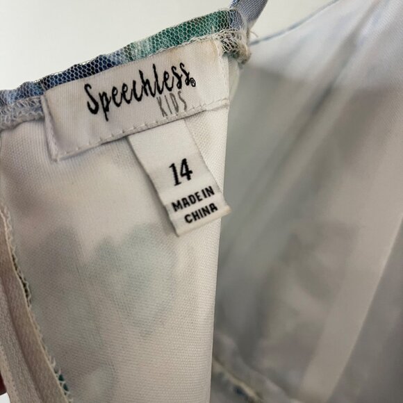 Girls Floral Sleeveless High-Low Dress With Tulle Overlay & Flower Accent 14 - Picture 9 of 14